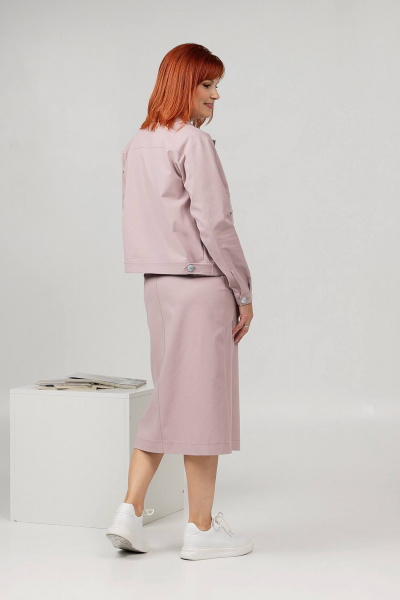Костюм джинсовый жакет и брюки свободного кроя Соджи 608 сиреневый - фото 3