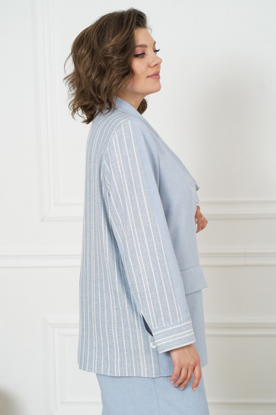 Деловой костюм жакет и штаны широкого силуэта Alani Collection 2117 голубой - фото 8