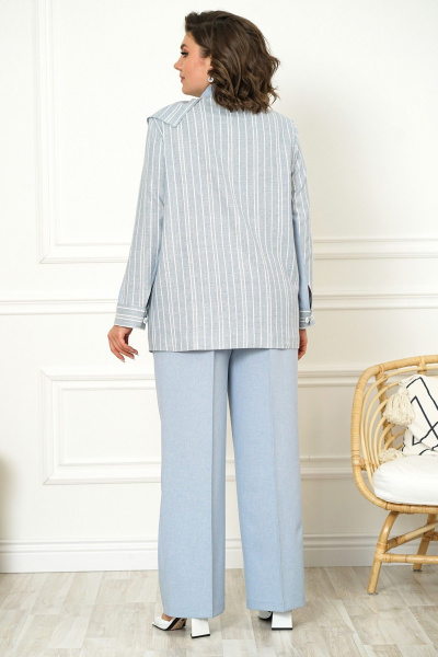 Деловой костюм жакет и штаны широкого силуэта Alani Collection 2117 голубой - фото 7