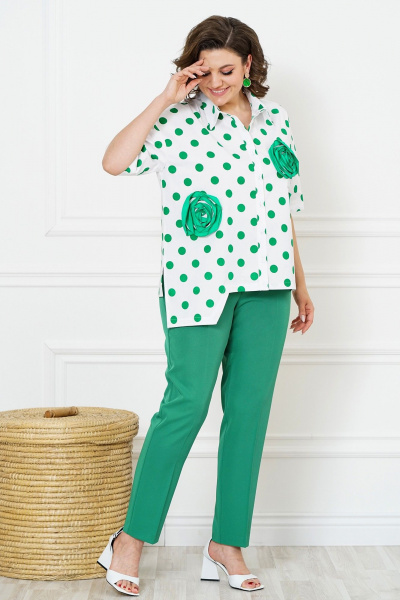 Блуза, брюки Alani Collection 2123 зеленый_горох - фото 10
