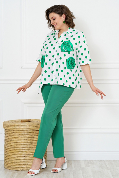 Блуза, брюки Alani Collection 2123 зеленый_горох - фото 9