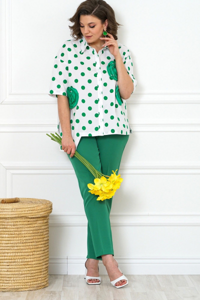 Блуза, брюки Alani Collection 2123 зеленый_горох - фото 2