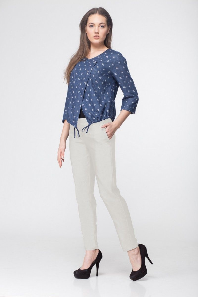 Брюки, бомбер LadyThreeStars 1708 синий-беж - фото 1