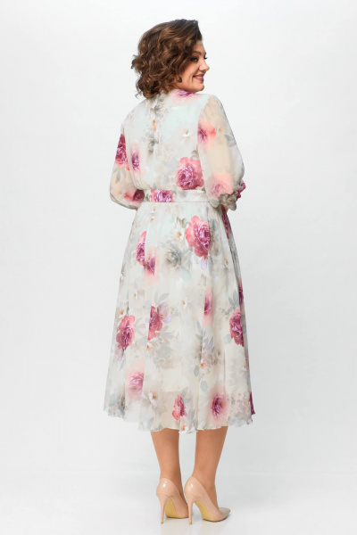 Мультиколор платье приталенное шифон с рюшей и воланами Slaviaelit 526-1 - фото 9