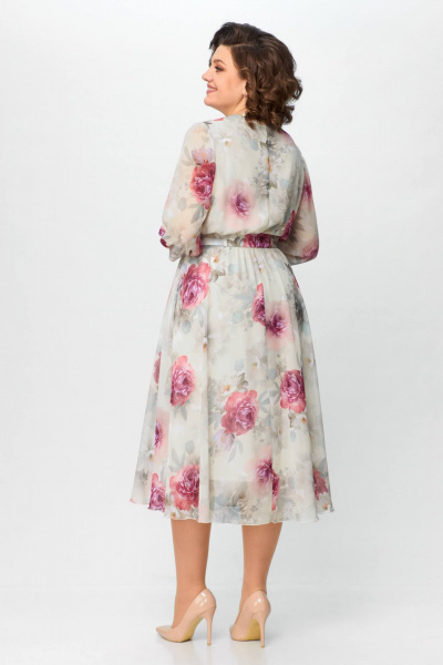 Мультиколор платье приталенное шифон с рюшей и воланами Slaviaelit 526-1 - фото 8