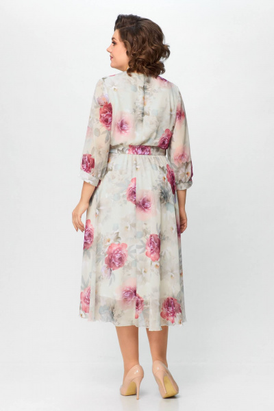 Мультиколор платье приталенное шифон с рюшей и воланами Slaviaelit 526-1 - фото 7