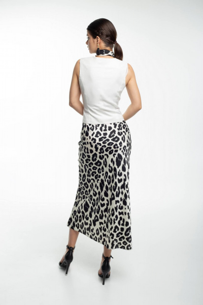 Юбка из шёлка армани с широкой резинкой в летнем стиле Kiwi 1013 лео_молоко - фото 2