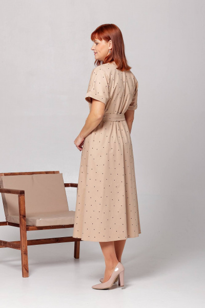 Летнее свободное платье с трапецией и запахом Соджи 588 песочный - фото 5