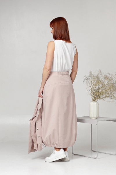 Жакет и широкой юбкой из хлопка бежевый на каждый день Соджи 605 бежевый - фото 5