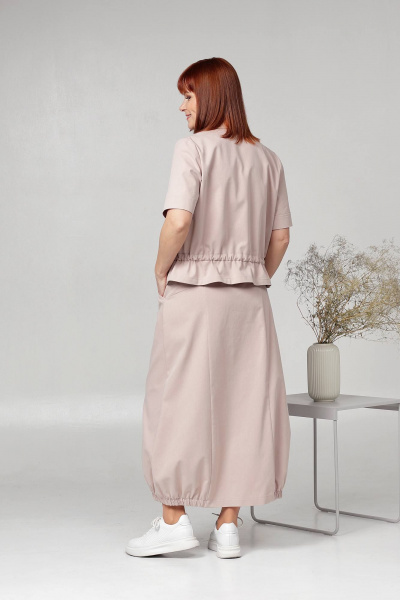 Жакет и широкой юбкой из хлопка бежевый на каждый день Соджи 605 бежевый - фото 4