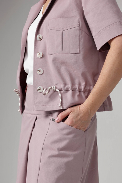 Комплект из жакета и широкої юбки из хлопка и текстиля Соджи 605 сиреневый - фото 6