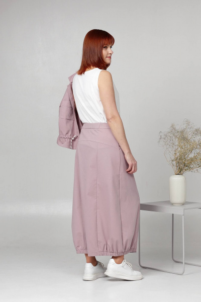 Комплект из жакета и широкої юбки из хлопка и текстиля Соджи 605 сиреневый - фото 5