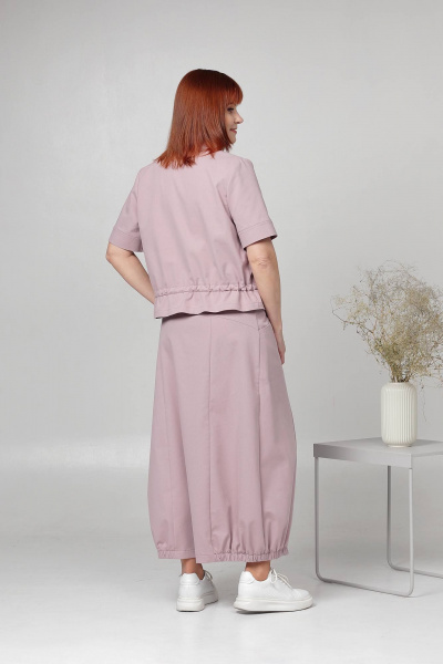 Комплект из жакета и широкої юбки из хлопка и текстиля Соджи 605 сиреневый - фото 4