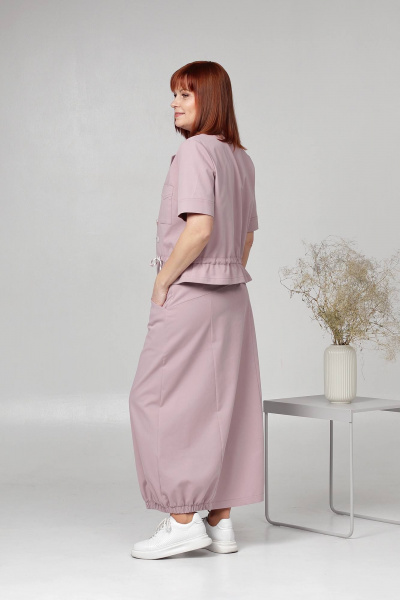 Комплект из жакета и широкої юбки из хлопка и текстиля Соджи 605 сиреневый - фото 3