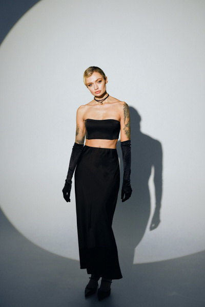 Юбка из искусственного шелка по косой с резинкой MOLVA 2313 черный - фото 6