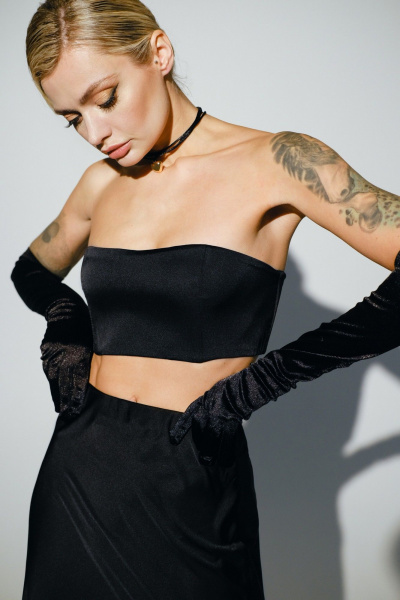 Юбка из искусственного шелка по косой с резинкой MOLVA 2313 черный - фото 3