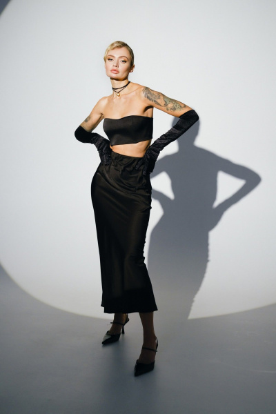 Юбка из искусственного шелка по косой с резинкой MOLVA 2313 черный - фото 1