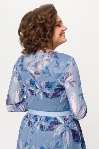 Летнее платье из сетки с V-образными кокетками Bonna Image 888 голубой - фото 11