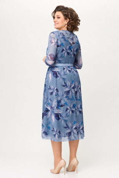 Летнее платье из сетки с V-образными кокетками Bonna Image 888 голубой - фото 10