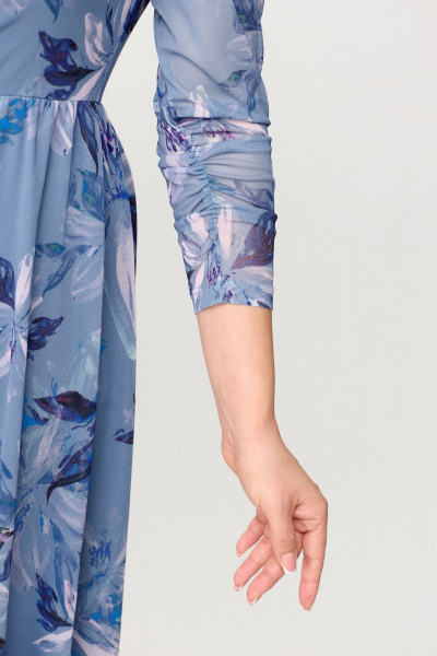 Летнее платье из сетки с V-образными кокетками Bonna Image 888 голубой - фото 5