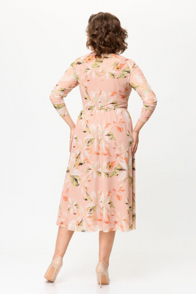 Летнее платье из сетки с V-образными кокетками Bonna Image 888 персиковый - фото 8