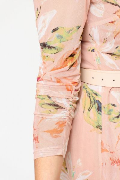 Летнее платье из сетки с V-образными кокетками Bonna Image 888 персиковый - фото 6