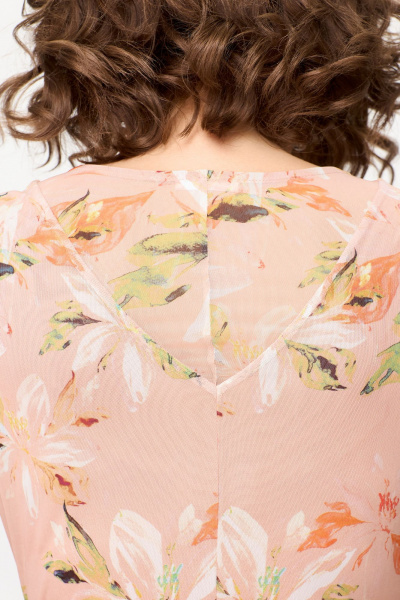 Летнее платье из сетки с V-образными кокетками Bonna Image 888 персиковый - фото 5