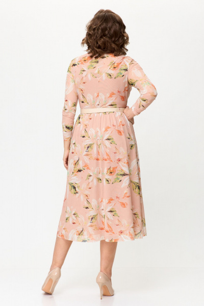 Летнее платье из сетки с V-образными кокетками Bonna Image 888 персиковый - фото 2