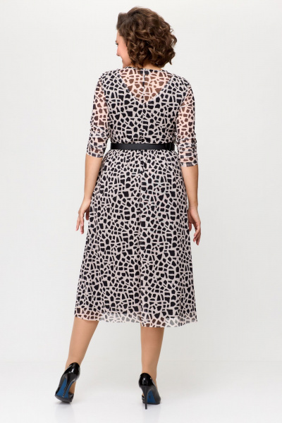 Летнее платье из сетки с кокетками и ремнем Bonna Image 888 розово-черный - фото 2