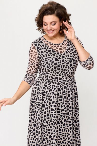 Летнее платье из сетки с кокетками и ремнем Bonna Image 888 розово-черный - фото 5