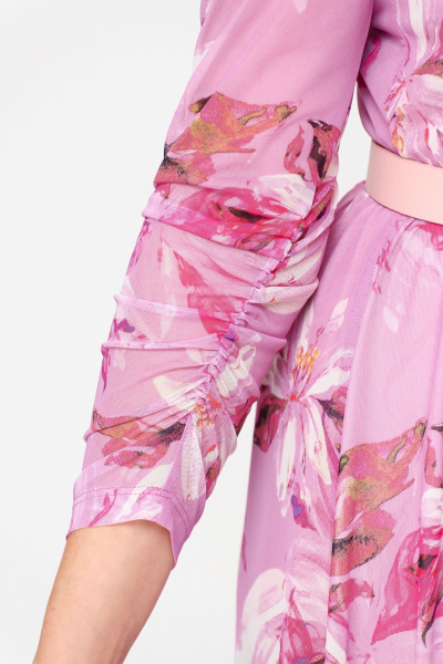 Летнее платье из сетки с кокетками и ремнем Bonna Image 888 розовый - фото 12