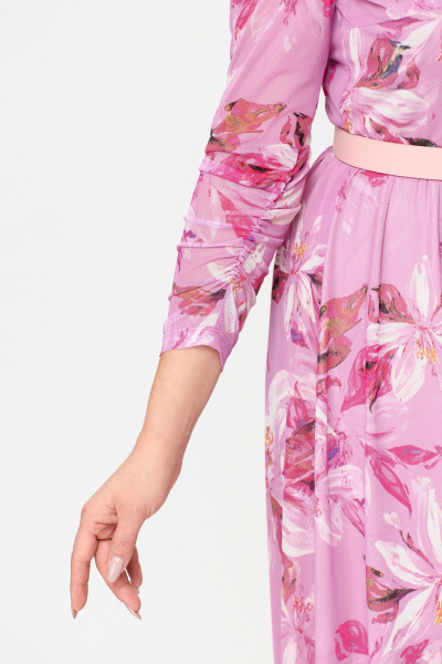 Летнее платье из сетки с кокетками и ремнем Bonna Image 888 розовый - фото 11