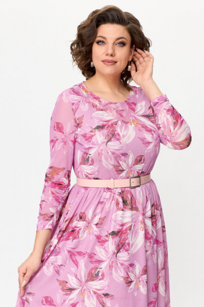 Летнее платье из сетки с кокетками и ремнем Bonna Image 888 розовый - фото 10