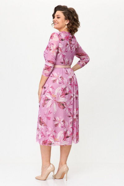 Летнее платье из сетки с кокетками и ремнем Bonna Image 888 розовый - фото 6