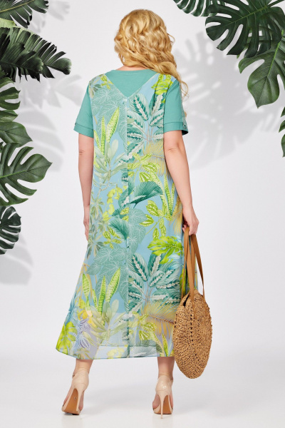 Платье, сарафан БагираАнТа 709 бирюзовый+зелень - фото 3