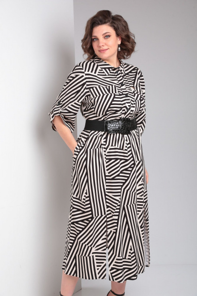 Платье Rishelie 953 молочный+черный - фото 7