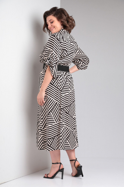 Платье Rishelie 953 молочный+черный - фото 2