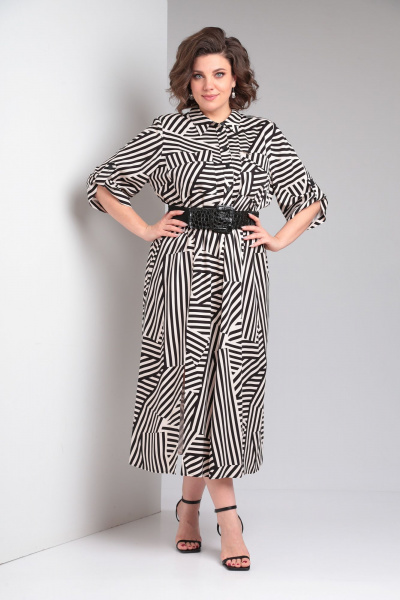 Платье Rishelie 953 молочный+черный - фото 6