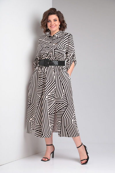 Платье Rishelie 953 молочный+черный - фото 1