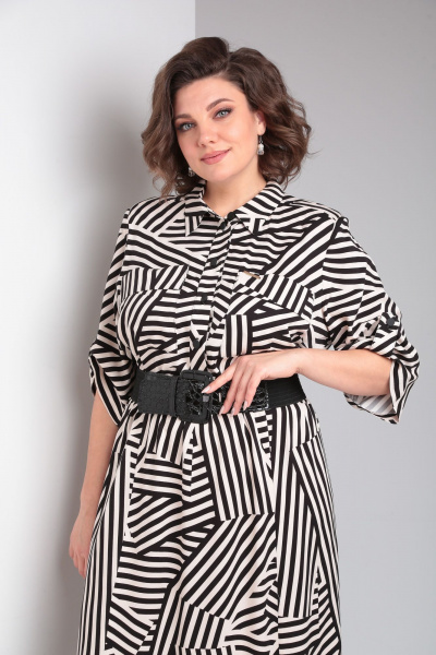 Платье Rishelie 953 молочный+черный - фото 5