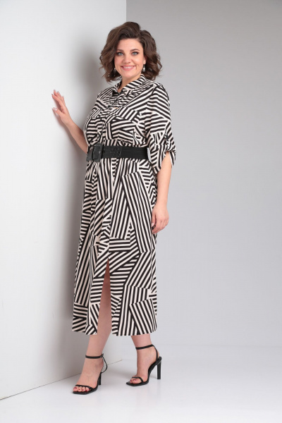 Платье Rishelie 953 молочный+черный - фото 3