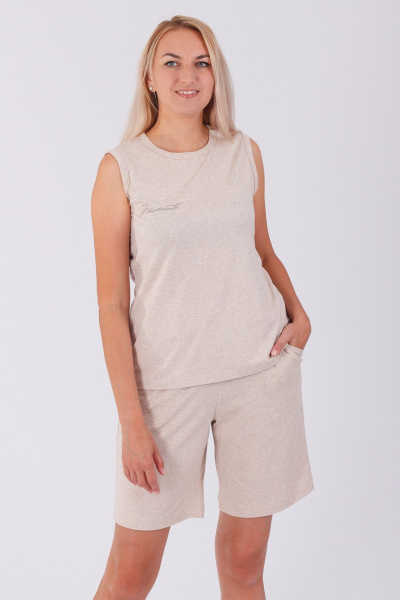 Круглогодичная хлопковая туника с вышивкой Moments Belarusachka У6076/3 беж - фото 1