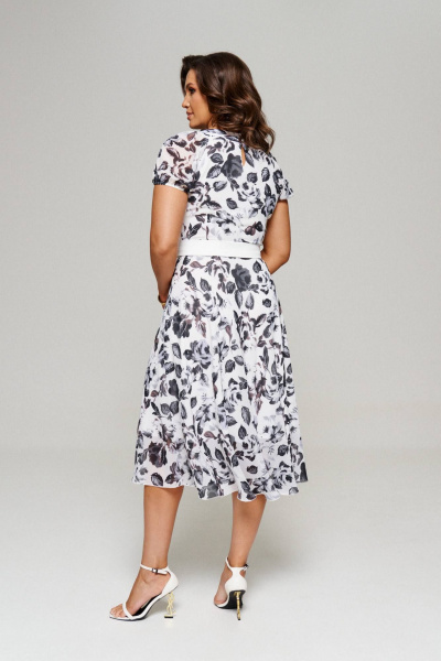 Жакет, платье Beautiful&Free 6157 молочный+цветы - фото 2