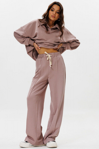 Брюки из хлопка и трикотажа с стрелками и поясом GO F2065/04-03. 164-170 - фото 2