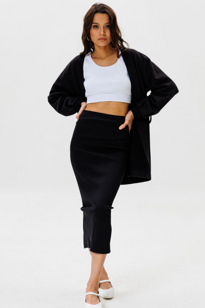 Юбка из эластичного кашкорсе с разрезом на спинке GO F2064/40-02. 164-170 - фото 2