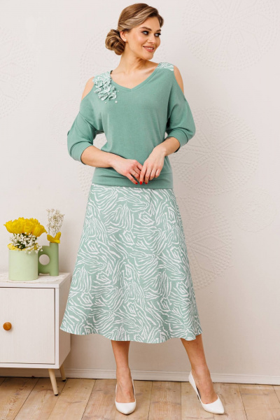 Блуза, юбка Мода Юрс 2814-1 мята - фото 2