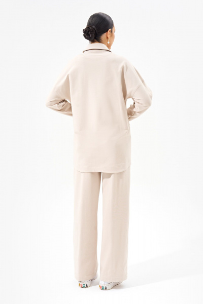 Летний костюм из трикотажа с рубашкой и брюками для повседневной носки FOXY FOX 1508 бежевый - фото 2