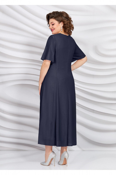 Деловое платье из шифона с аппликацией из страз и рельефами Mira Fashion 5398-2 - фото 2