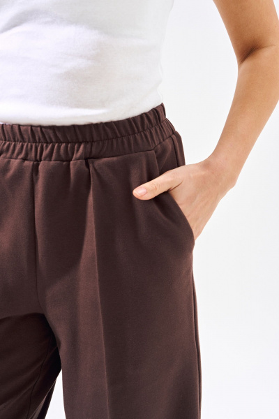 Летний костюм из трикотажа с рубашкой и брюками в стиле casual FOXY FOX 1508 коричневый - фото 8