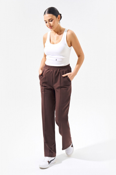 Летний костюм из трикотажа с рубашкой и брюками в стиле casual FOXY FOX 1508 коричневый - фото 7